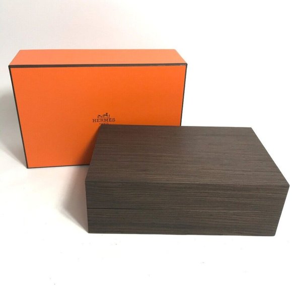 HERMES 2 pairs Watch case Watch case accessory case Wood Brown Unused - Picture 1 of 12